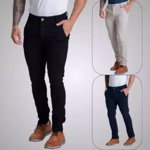 Kit 3 Calça Social Sarja Brim