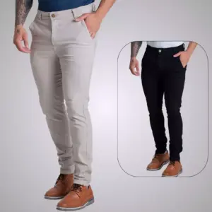 Kit 2 Calça Social Sarja Brim